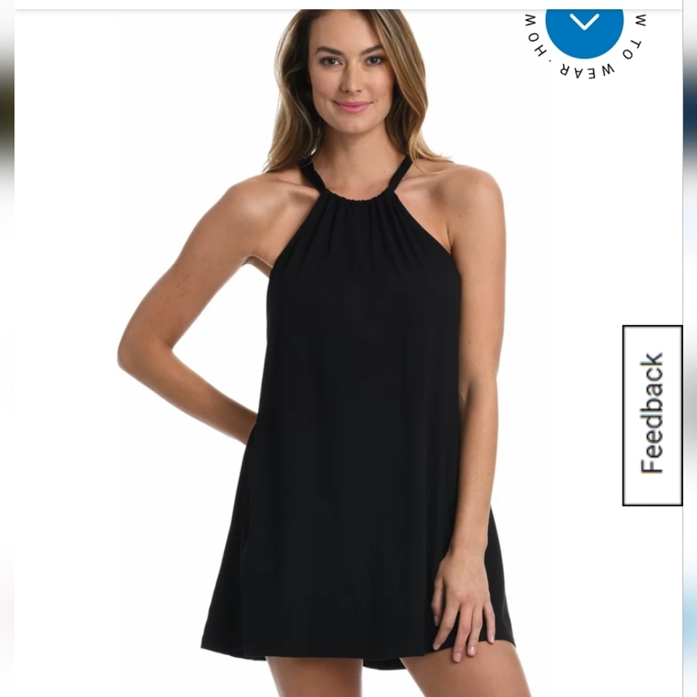 La Blanca Black Resortwear Halter Tie Cover-up. Size Large NWT